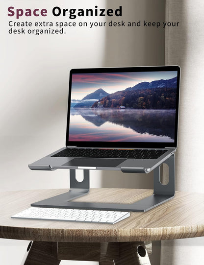 ALASHI Laptop Stand for Desk, Aluminum Computer Riser, Ergonomic Notebook Holder, Detachable Metal Laptops Elevator, PC Cooling Mount Support 10 to 15.6 Inches Notebook, Black