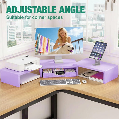 OPNICE Dual Monitor Stand Riser with Drawer and 2 Pen Holders, Desk Organizer for Office Supplies, Computer Monitor Stand for Desk, Workspace Desk Accessories for Home Office, Black