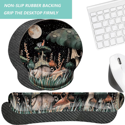Keyboard Wrist Rest Pad Mouse Pad with Wrist Support Set of 3, Mousepad with Non-Slip Rubber Base, Ergonomic Memory Foam Mouse Wrist Cushion Support for Home Office Laptop Computer, Flower Black
