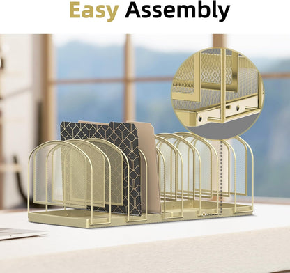 SUPEASY File Organizer for Desk, 5-Section Mesh Desk Organizer, Vertical File Holder Desktop Organizer File Sorter, File Folder Holder for Office Supplies, Black