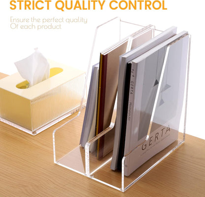 Magazine Holder, Clear Acrylic Magazine Rack, File Organizer for Office Desk, Book Organizer,-One-Piece-3 Vertical spaces,1 pack (B5)……