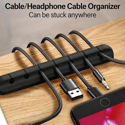 3 Pack Silicone Cable Organizer Clips, Adhesive Cord Holder for Desk, 3/5/7 Slot Cable Management Clips, Desktop Wire Organizer for Charging Cables, Headphones, Mouse, Office & Home