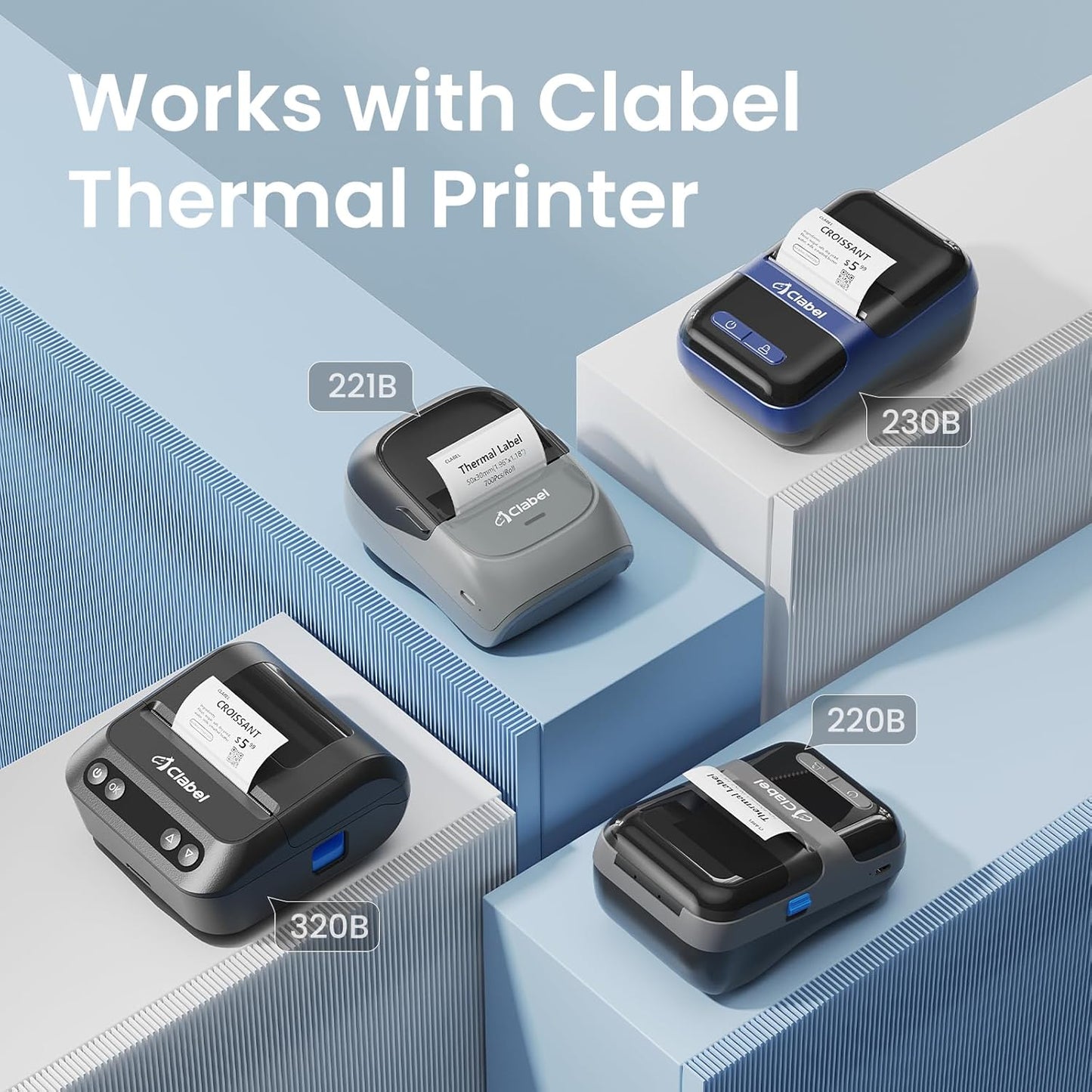 Clabel Printable White Cable Labels 6 Rolls of Thermal Self-Adhesive Paper Labels Tape, 25x78mm (1"x3") 100 Sheets Per Roll, Black Print on White Sticker Tags Durable