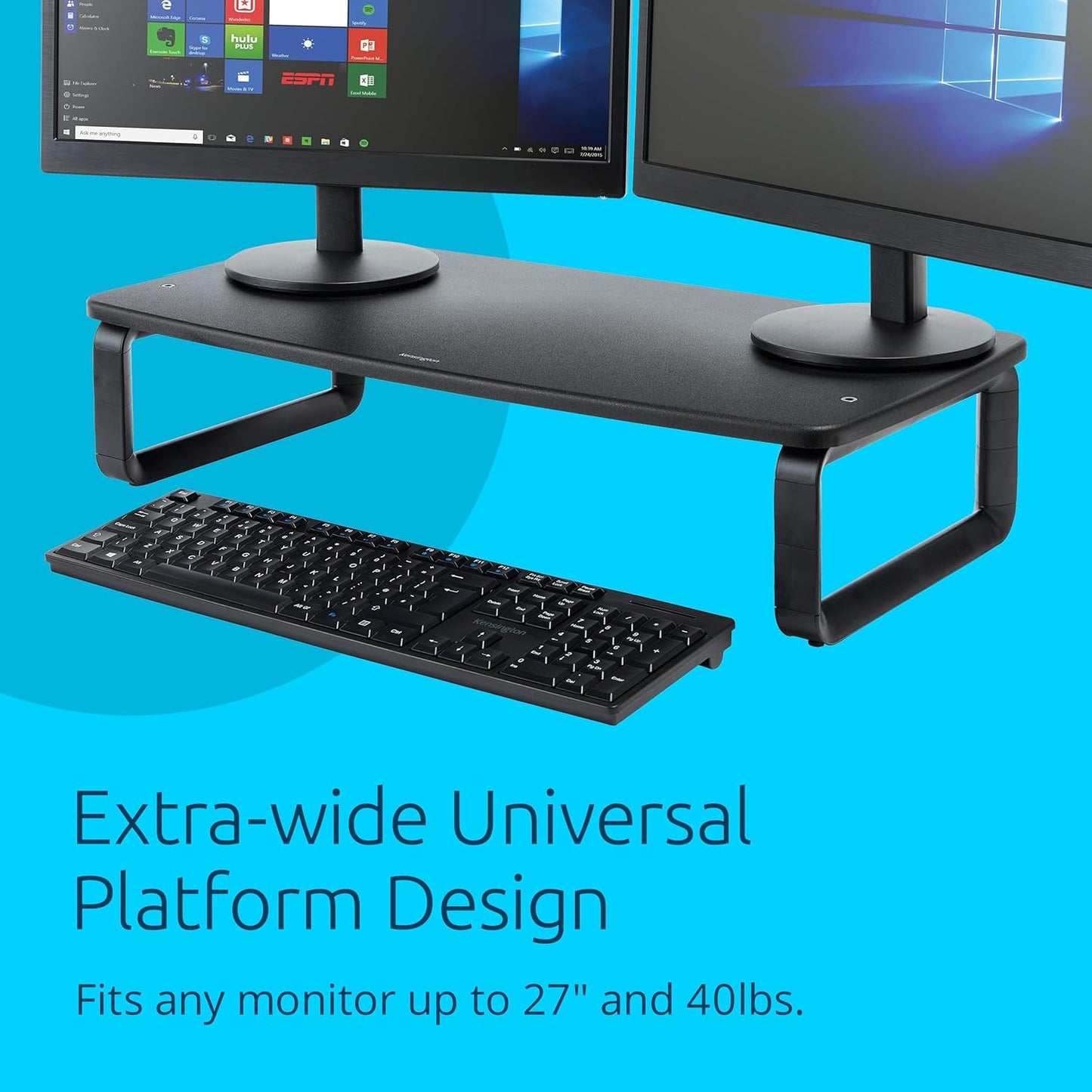 Kensington SmartFit Extra Wide Monitor Stand, Adjustable Height, Ergonomic Design (K52797WW) Black