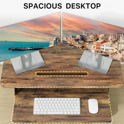 JOY worker Standing Desk Converter, 32" Wide Height Adjustable Sit Stand Up Desk Riser with Keyboard Tray, Desktop Workstation Riser for Home Office Computer Laptop, Particle Board, White