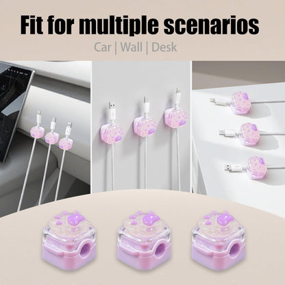 9Pack Magnetic Cable Clips for Nightstand, Adhesive Night-Glowing Cord Holder Organizer for Office Home Desk Wall Car (Star Cat Strawberry)