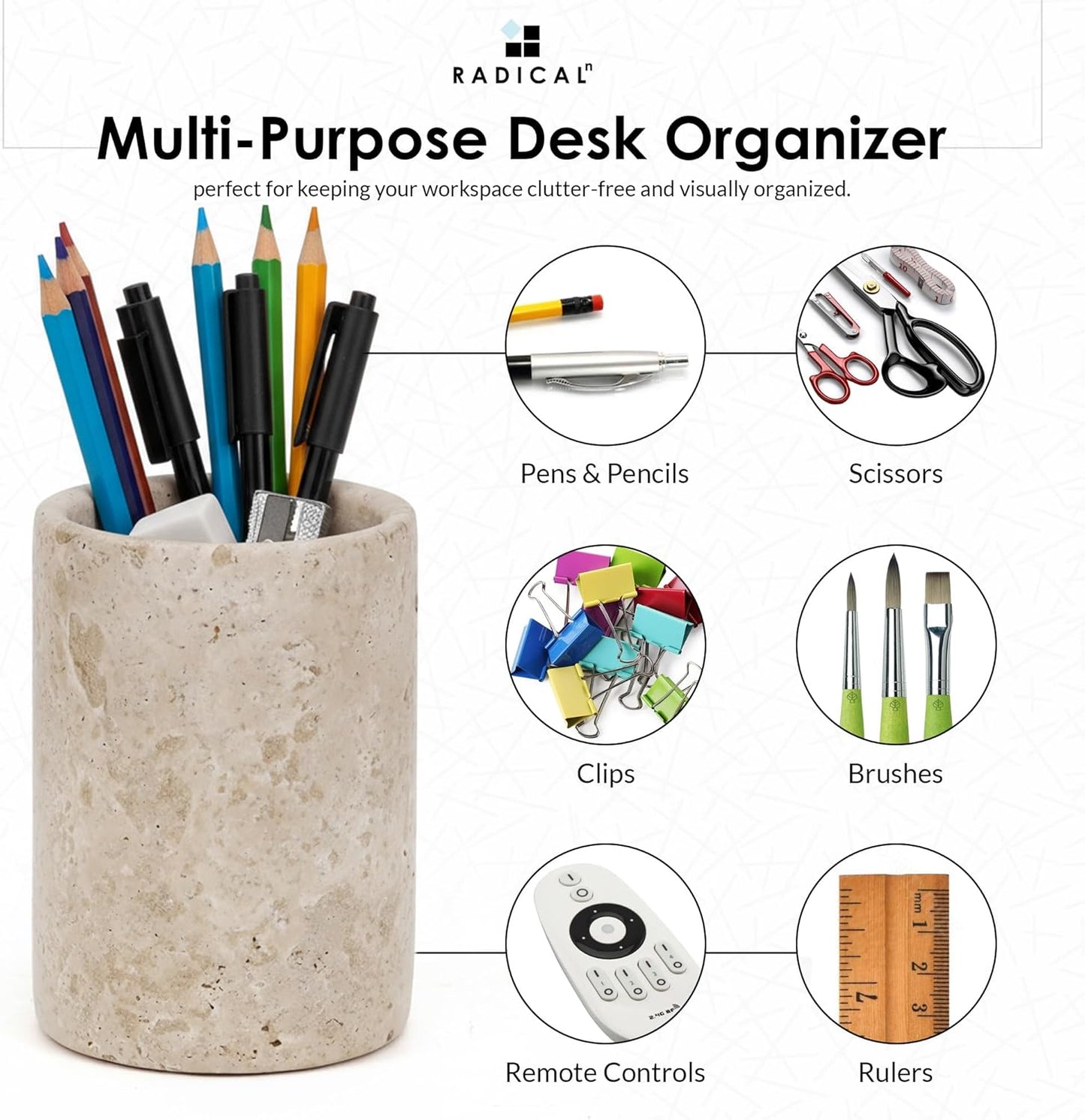 Radicaln Marble Pen Holder For Desk 4" Inches Green Onyx Handmade Makeup Brush Cup for Girls, Bathroom Tumbler Cup, Durable Office & Home Organizer Pencil Holder