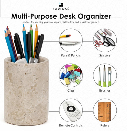 Radicaln Marble Pen Holder For Desk 4" Inches Green Onyx Handmade Makeup Brush Cup for Girls, Bathroom Tumbler Cup, Durable Office & Home Organizer Pencil Holder