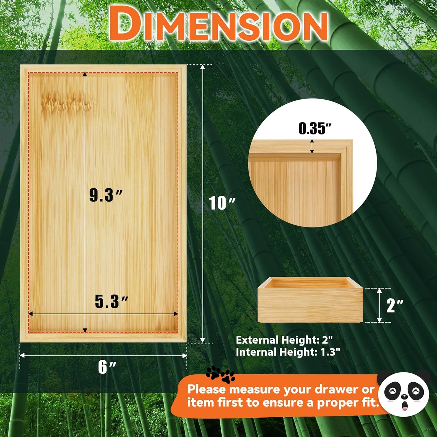 Lixple Bamboo Drawer Organizer, Cutlery Silverware Organizer for Kitchen Drawer, Stackable Utensil Organizer, 2 Pcs Flatware Organizer for Drawer, Wooden Storage Box Tray (Bamboo, 9 X 6 X 2 Inch)