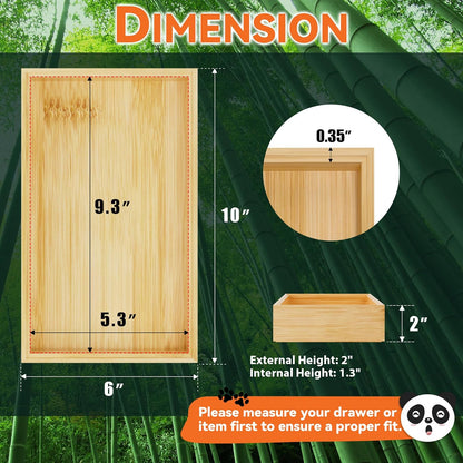 Lixple Bamboo Drawer Organizer, Cutlery Silverware Organizer for Kitchen Drawer, Stackable Utensil Organizer, 2 Pcs Flatware Organizer for Drawer, Wooden Storage Box Tray (Bamboo, 9 X 6 X 2 Inch)