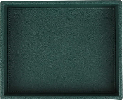 HofferRuffer Faux Leather Vanity Tray, Elegant Desktop Storage Organizer, Decorative Catchall for Perfume, Bathroom Valet, Nightstand or Dresser, Black, 10.2 x 8.4 x 1.8 Inches