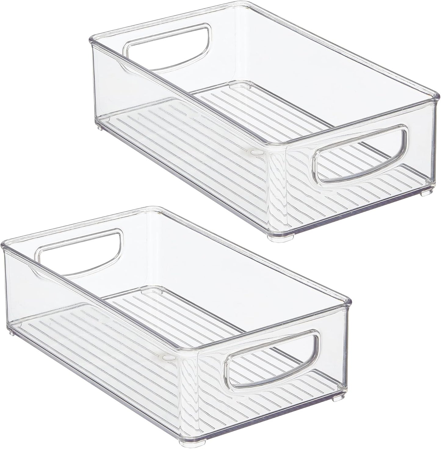 iDesign Stackable Pantry Bin with Handles for Kitchen Storage Set of 2, Clear, Made in USA