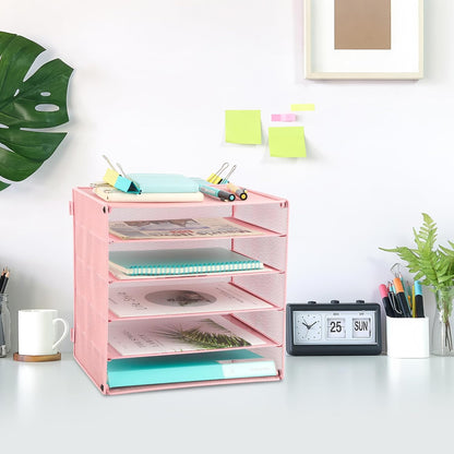 EASEPRES 3 Tier Mesh Desk Organizer Tray, File Paper Letter Folder Holder Desktop Paper Sorter Mail Organization Rack Storage Accessories, for Office Home School Classroom, Black