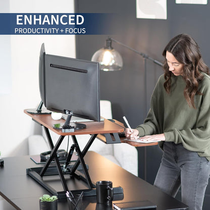 VIVO 26 inch Desk Converter, K Series, Height Adjustable Sit to Stand Riser, Dual Monitor and Laptop Workstation with Keyboard Tray, Black, DESK-V026KB