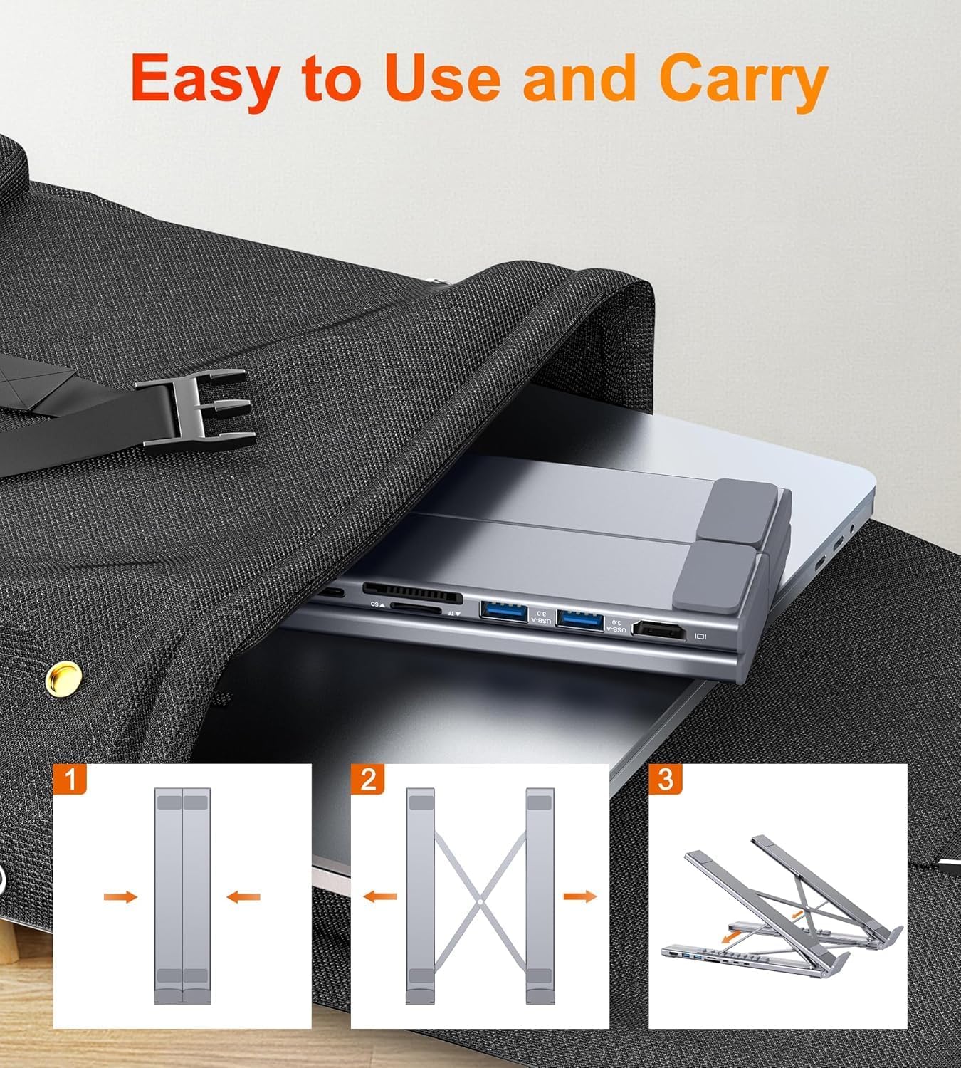 Laptop iPad USB C Docking Station Stand,Aluminum Tablet Holder, 8 in 1 USB C Hub with 4K HDMI, PD 100W, 2 USB 3.0, SD/TF Reader, for MacBook/iPad/Dell/HP/Surface/Lenovo, Plug and Play