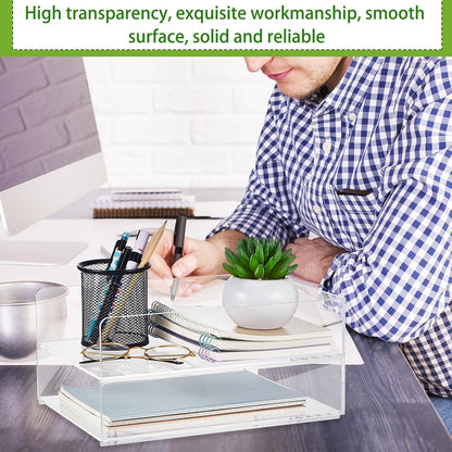 Harloon 4 Tier Paper Organizer Letter Tray Acrylic Desk File Organizer Heavy Duty Stackable Documents Clear Letter Paper Holder Sorter Office Tray for A4, Office Classroom Home File Pad Notebooks