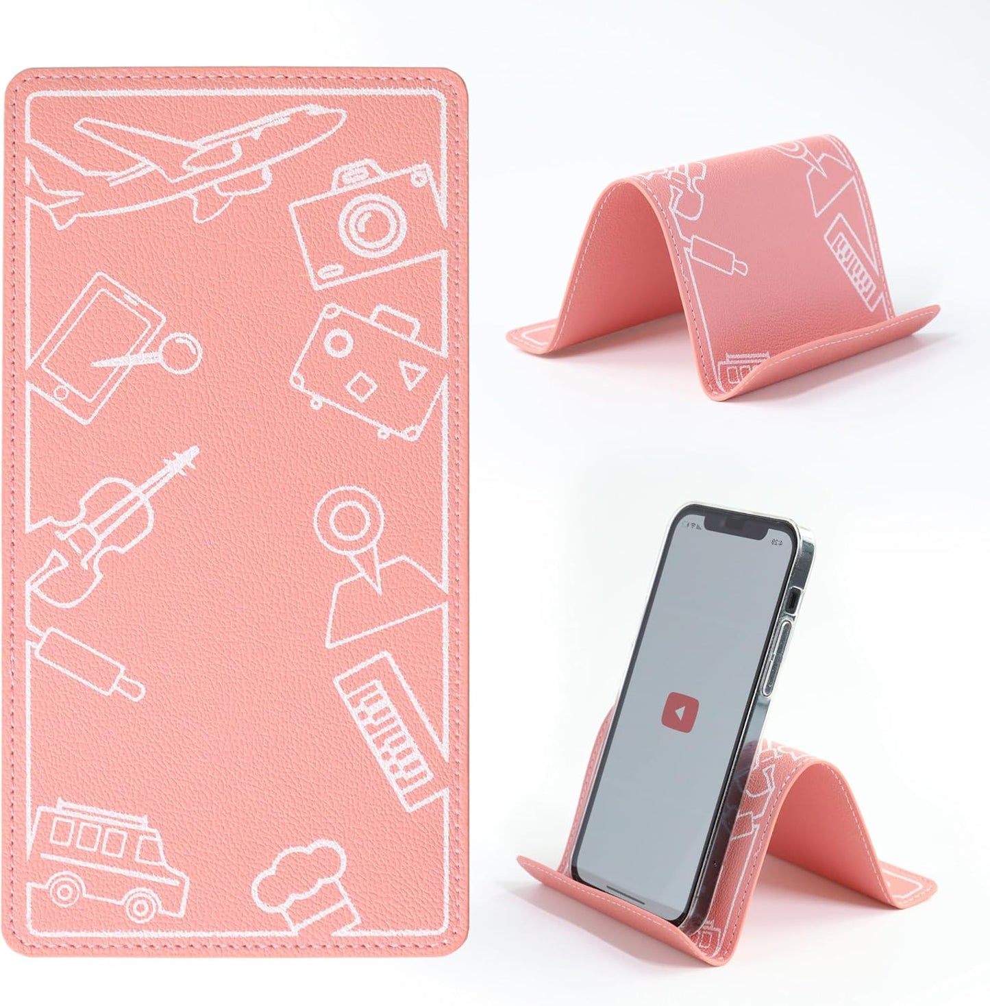 Adjustable Angle Phone Stand Tablet Holder, Sturdy Universal for All Smartphones - Foldable Portable for Desk, Travel, Home, Kitchen, Bed, Treadmill, Airplane, Pink