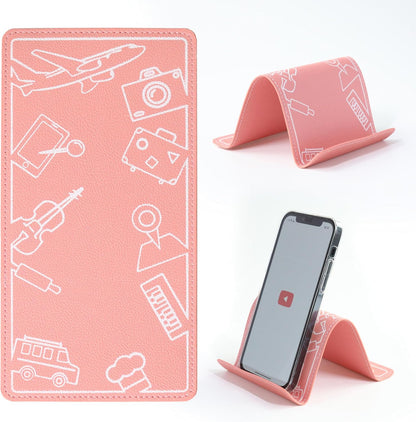 Adjustable Angle Phone Stand Tablet Holder, Sturdy Universal for All Smartphones - Foldable Portable for Desk, Travel, Home, Kitchen, Bed, Treadmill, Airplane, Pink