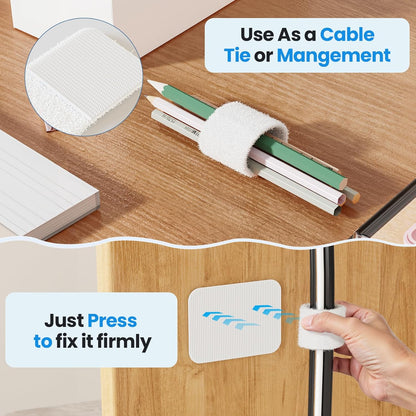 Cable Management Under Desk, 【Up to 15 Cord】【Enhanced Wire Holder】 Cord Organizer, Adjustable Hook and Loop Cable Ties, Home Office Essentials, Cable Hider Clips Under Table, 20 Pair