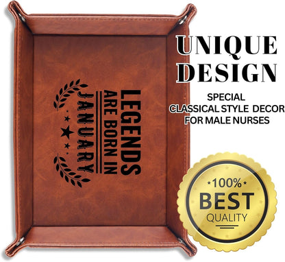 INNObeta Birthday Gifts for Men, Happy Birthday Valet Tray for Him, Male, Boyfriend, Son, Husband, Dad, Desktop Organizer PU Leather Tray - Legends are Born in September