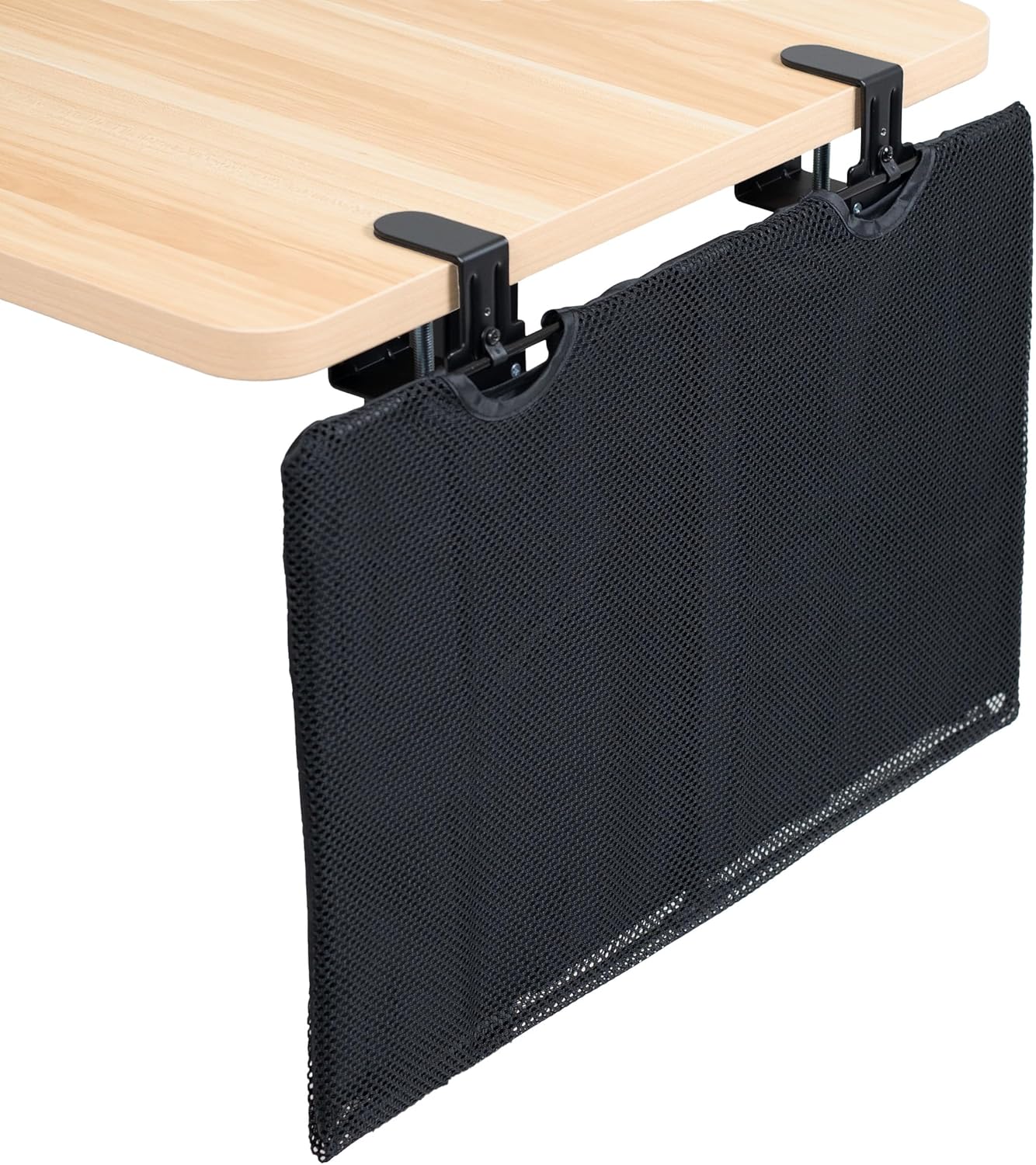 VIVO 48 Inch Clamp-on Privacy and Cable Management Organizer Sleeve, Wire Hider Kit Panel System, Desk Skirt, Black, DESK-SKIRT-48P