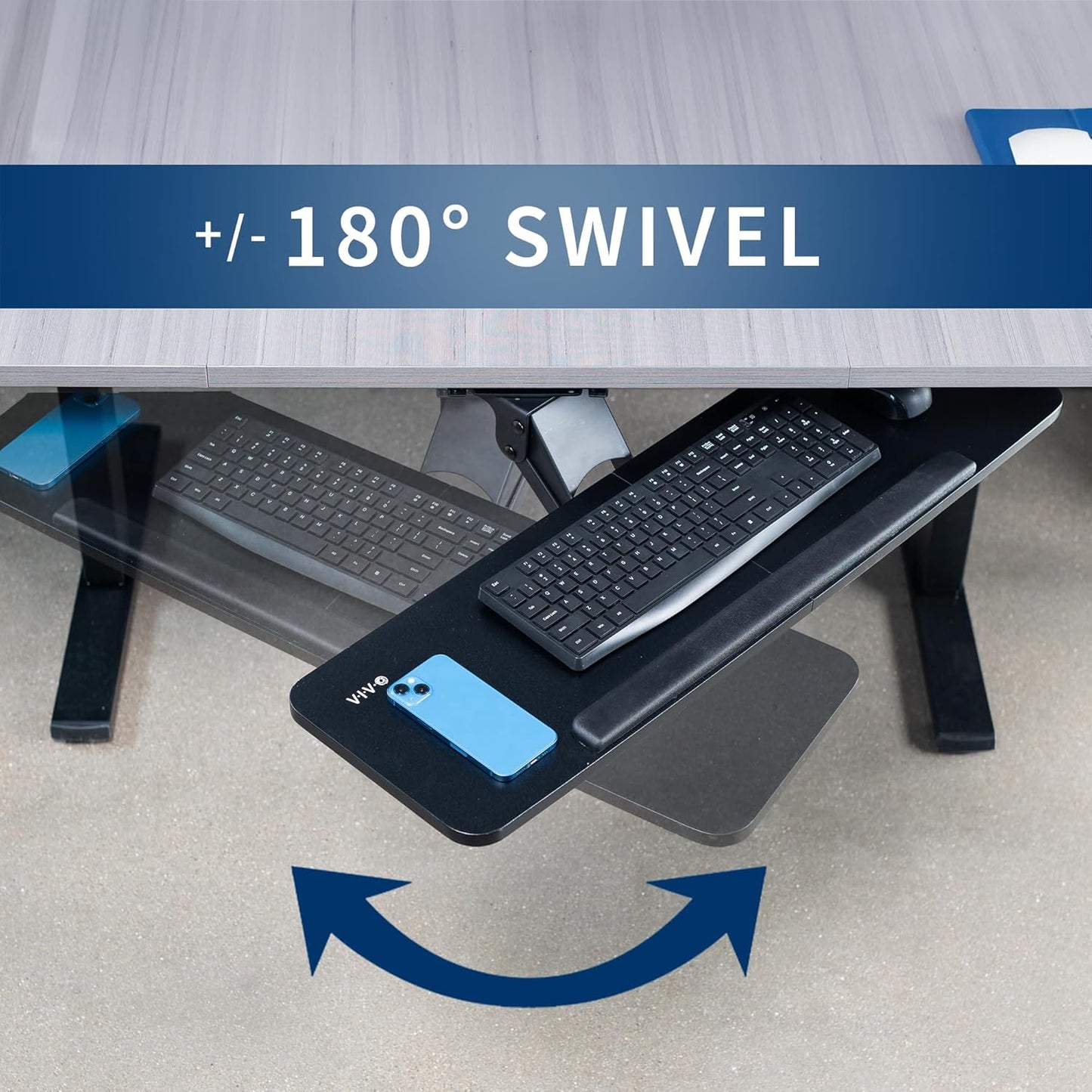 VIVO Adjustable Computer Keyboard & Mouse Platform Tray Ergonomic Under Table Desk Mount Drawer Underdesk Shelf (MOUNT-KB03B)