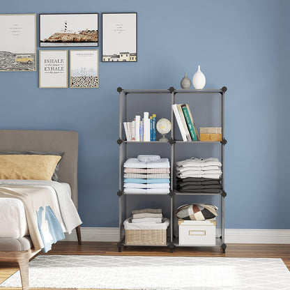 AWTATOS Cube Storage Organizer, Storage Cubes Shelves Bookshelf, 6 Cube Closet Organizers and Storage, DIY Stackable Plastic Clothes Organizer Shelving for Bedroom, Home, White