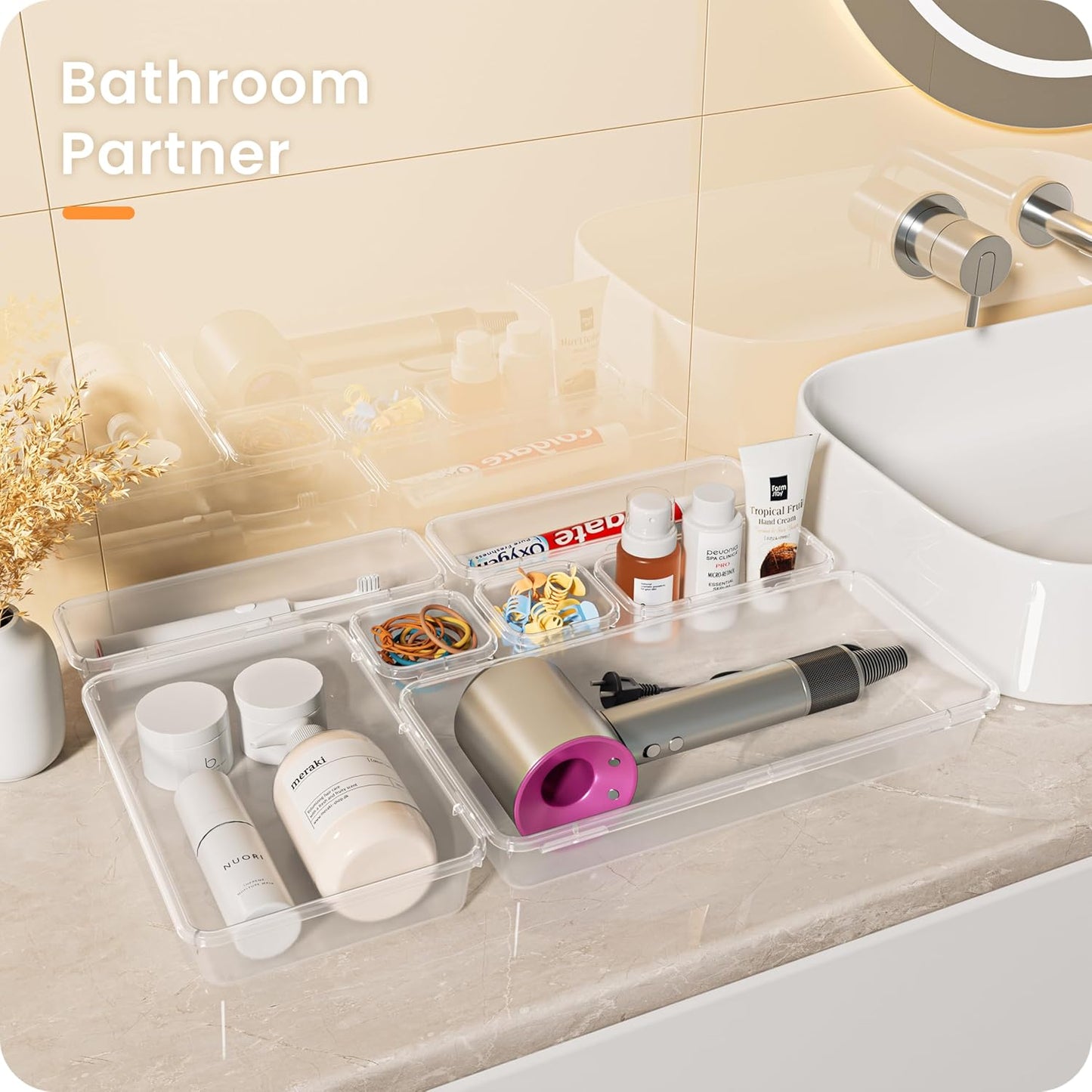【Military Grade】A-LuGei Drawer Organizer, 【𝟱𝗦𝗶𝘇𝗲】 Makeup organizer, 【Holds 177 Items】 Bathroom Organizers and Storage, Organization and Storage, Desk Drawer Organizer for Bathroom Vanity