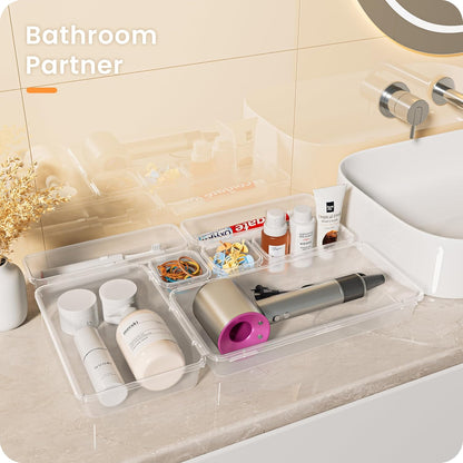 【Military Grade】A-LuGei Drawer Organizer, 【𝟱𝗦𝗶𝘇𝗲】 Makeup organizer, 【Holds 177 Items】 Bathroom Organizers and Storage, Organization and Storage, Desk Drawer Organizer for Bathroom Vanity