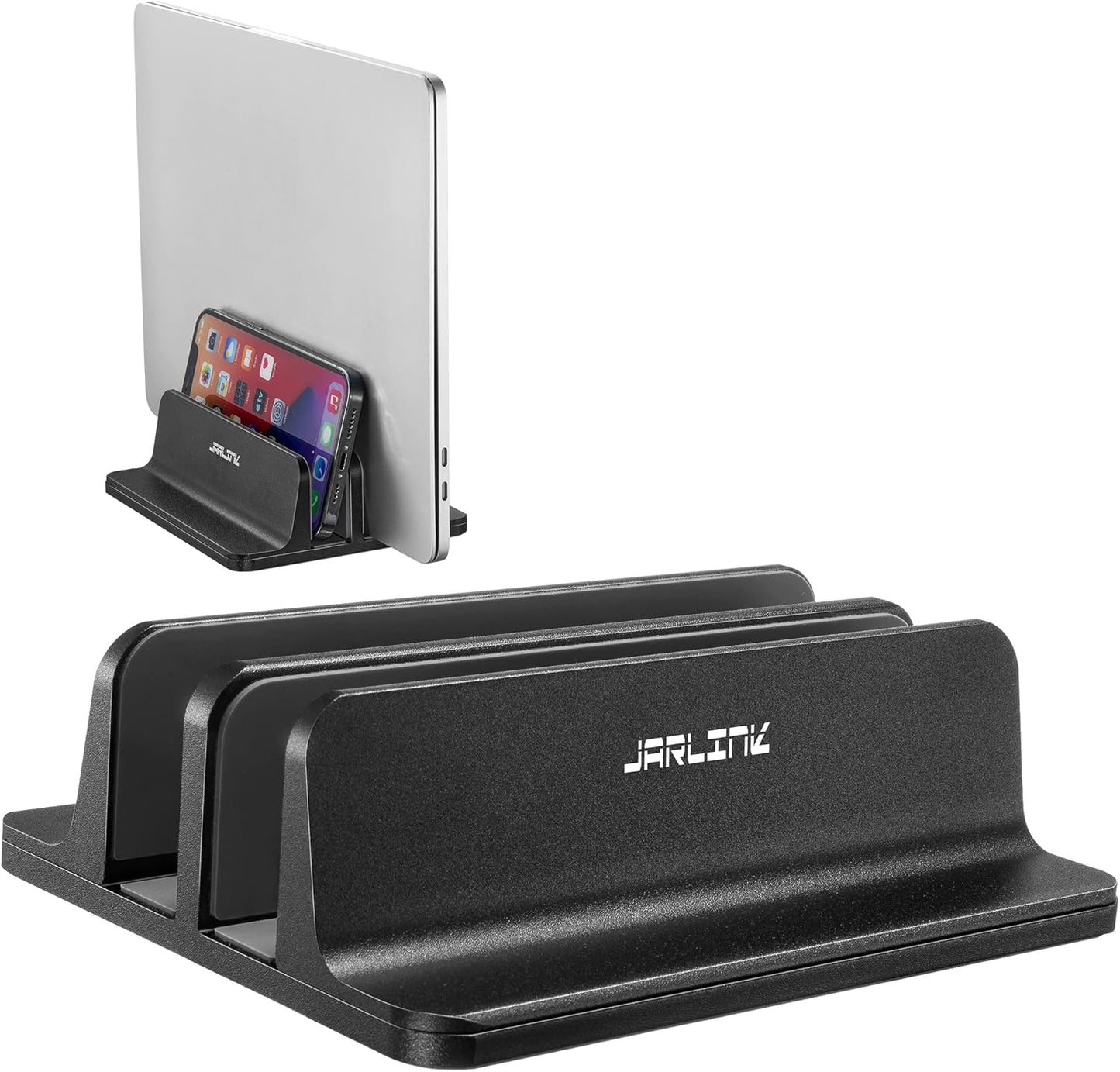 JARLINK Vertical Laptop Stand, Aluminum Laptop Holder Desktop Stand with Adjustable Dock Size (up to 17.3 inches) Compatible with All MacBook/Surface/Dell/Gaming Laptops (Silver)