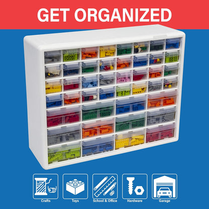 Akro-Mils 24-Drawer Plastic Drawer Storage Cabinet for Garage Organization, Bead Organizer, Building Bricks Storage, Teacher Toolbox, Makeup Organizer, 20" W x 6" D x 16" H, 10124 Black