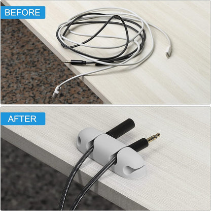 MECCANIXITY 3pcs Cable Clips Cord Organizer for Desk, 4 Slots Silicone Adhesive Cord Holders Organizer Cable Management for USB Charging Cable, Purple