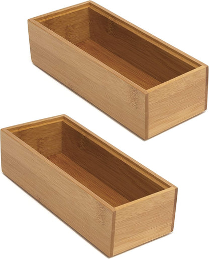 Lipper International 8186S Bamboo Wood Stacking Drawer Organizer Box, 6" x 15"