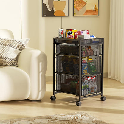 Rolling Utility Cart with 3 Drawers, Craft Organizer and Storage with DIY Divider, Lockable Wheels, Multi-Functional Storage for Art Supplies, Store for Brushes & Paints & Small Parts(Patent Pending)