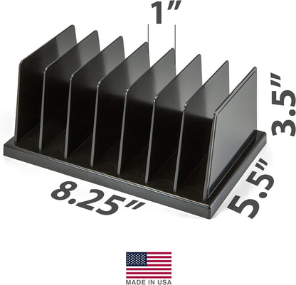 Officemate Medium Standard Sorter, 7 Compartments, Mail Organizer, Charging Station, Electronics Organizer for Multiple Devices, iPhone, iPad, Cell Phone, Kindle, Tablets, Black (21212)