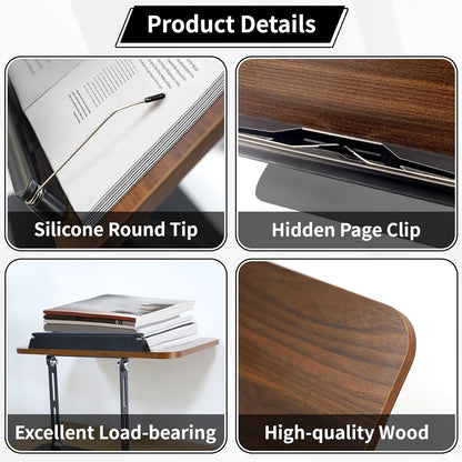 Book Stand for Reading, Multi-Angle & Height Book Holder with 360° Swivel Base, Lightweight Foldable Cookbook Stand for Kitchen, Office, Textbook, Recipe, Music Scores, Kindle, Tablet