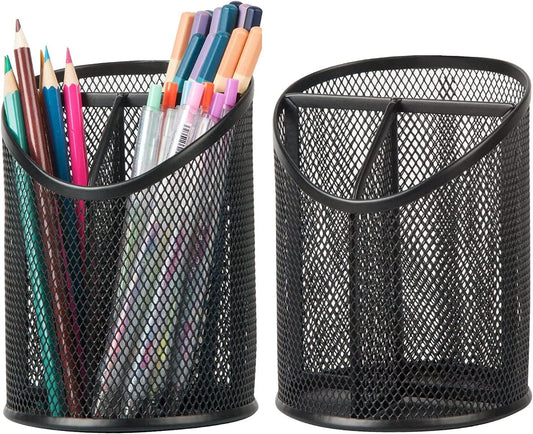 Delifox 2 Pack Pen Holder Mesh Round Pencil (White)
