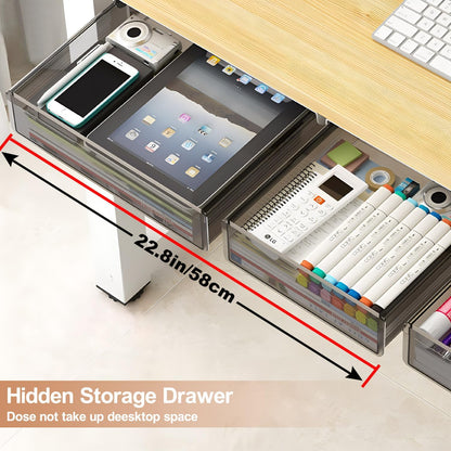 SVNNELP Under Desk Table Drawer Storage Organizer,3 Pack Large & Medium & Small Slide Out Desk Drawers - Hidden Desktop Organizer,Attachable Pencil Storage Tray Under Table(SML)