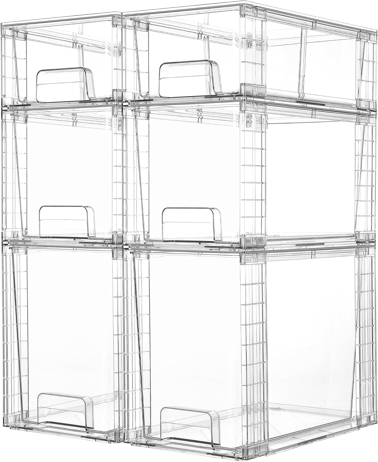 Vtopmart 3 Pack Stackable Storage Drawers, Easily Assemble Acrylic Bathroom Undersink Organizers,Clear Plastic Storage Bins for Closet,Cabinet,Pantry,Medicine Organization