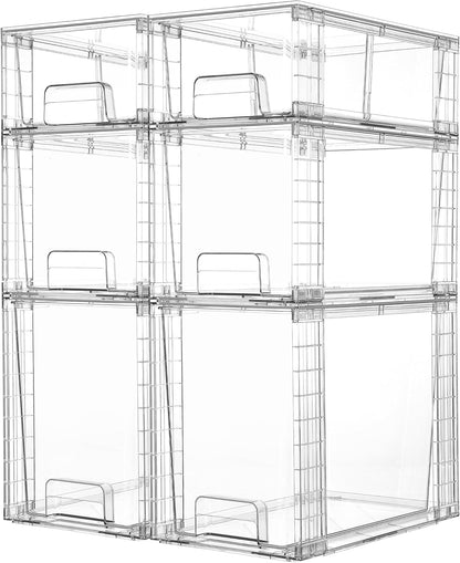 Vtopmart 3 Pack Stackable Storage Drawers, Easily Assemble Acrylic Bathroom Undersink Organizers,Clear Plastic Storage Bins for Closet,Cabinet,Pantry,Medicine Organization