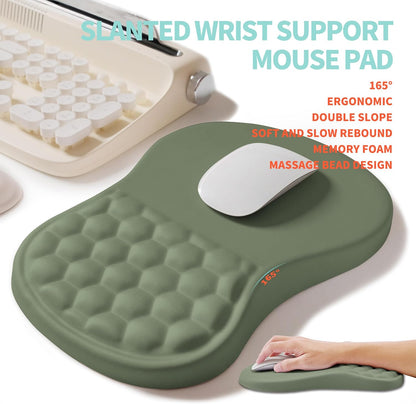 2-in-1 Ergonomic Set, Wave Rise Keyboard Wrist Rest and Massage Bulge Slope Mouse Pad Wrist Support, Cushion Memory Foam Integrated to Relieve Wrist Pain, Black