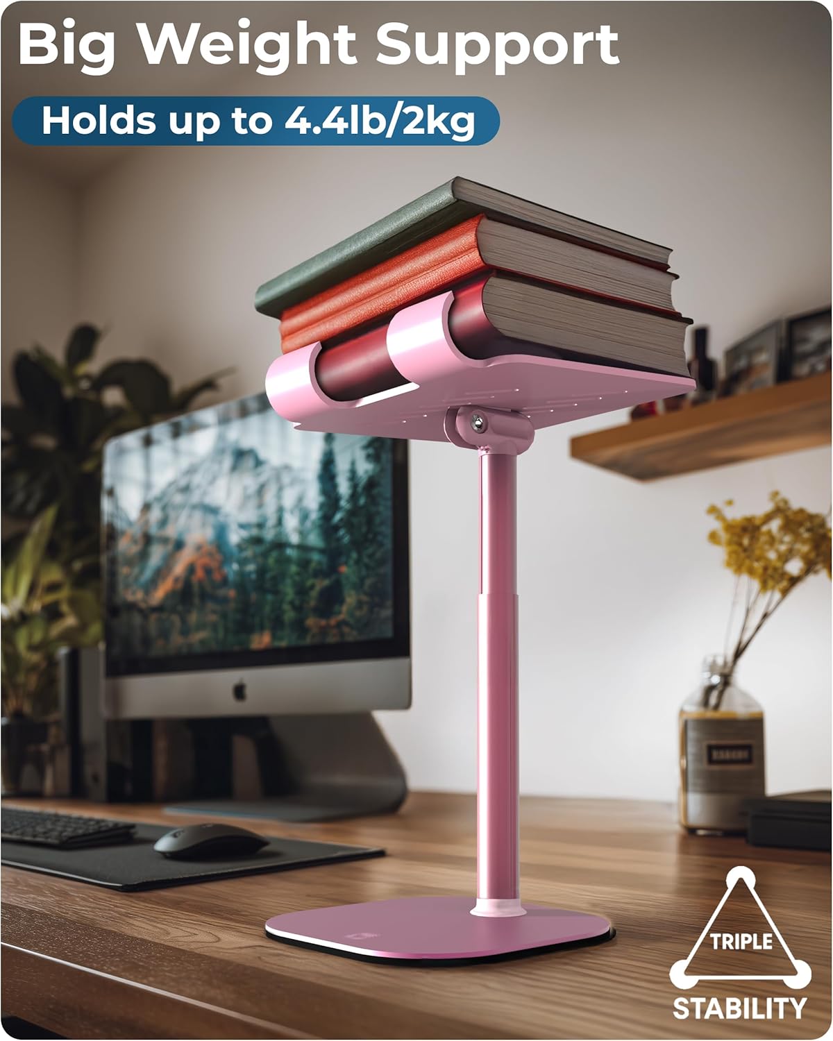 COOPER TabHolder, 7-10" Height Adjustable Tablet Stand, Premium iPad Stand for Desk, 270° Tilt iPad Holder for Desk, Tablet Holder, 15.6-17" Portable Monitor Support (Black)