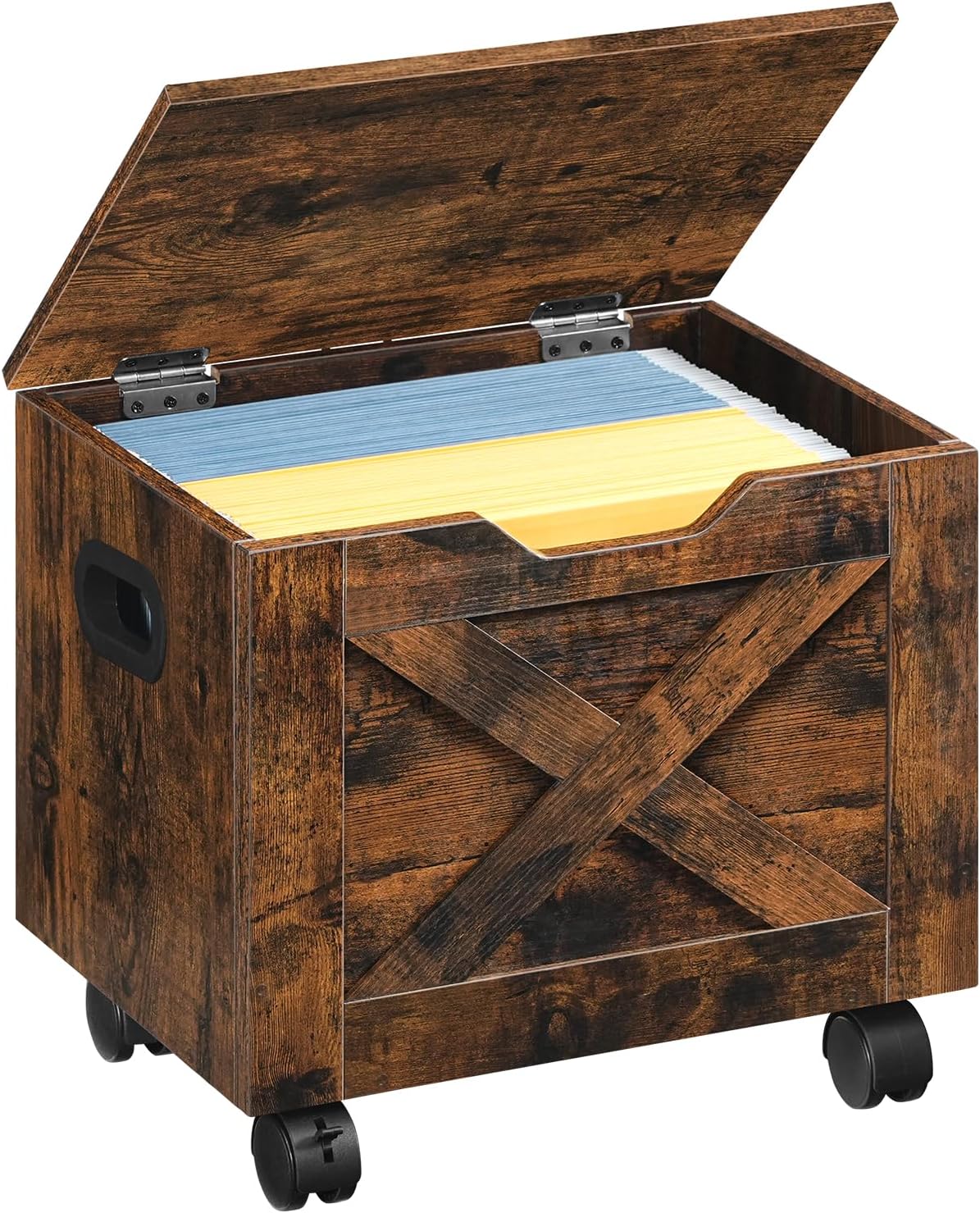 MAHANCRIS Rolling Filing Cabinet, Small File Cabinet Under Desk with Single Drawer, Hanging File Organizer for A4/Letter-Size Documents, Organizer Box, for Home Office, Rustic Brown FCRB4001