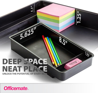 Officemate Large Self-Adhesive Under Desk Drawer, White, 12.5" x 10.75" x 1.875" (22556)