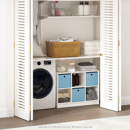 Furinno Cubic Closet Organizers and Storage, 6-Cube Closet Organizer with Bins, Open Shelf Storage, for Wardrobe, Bedroom, Living Room, White