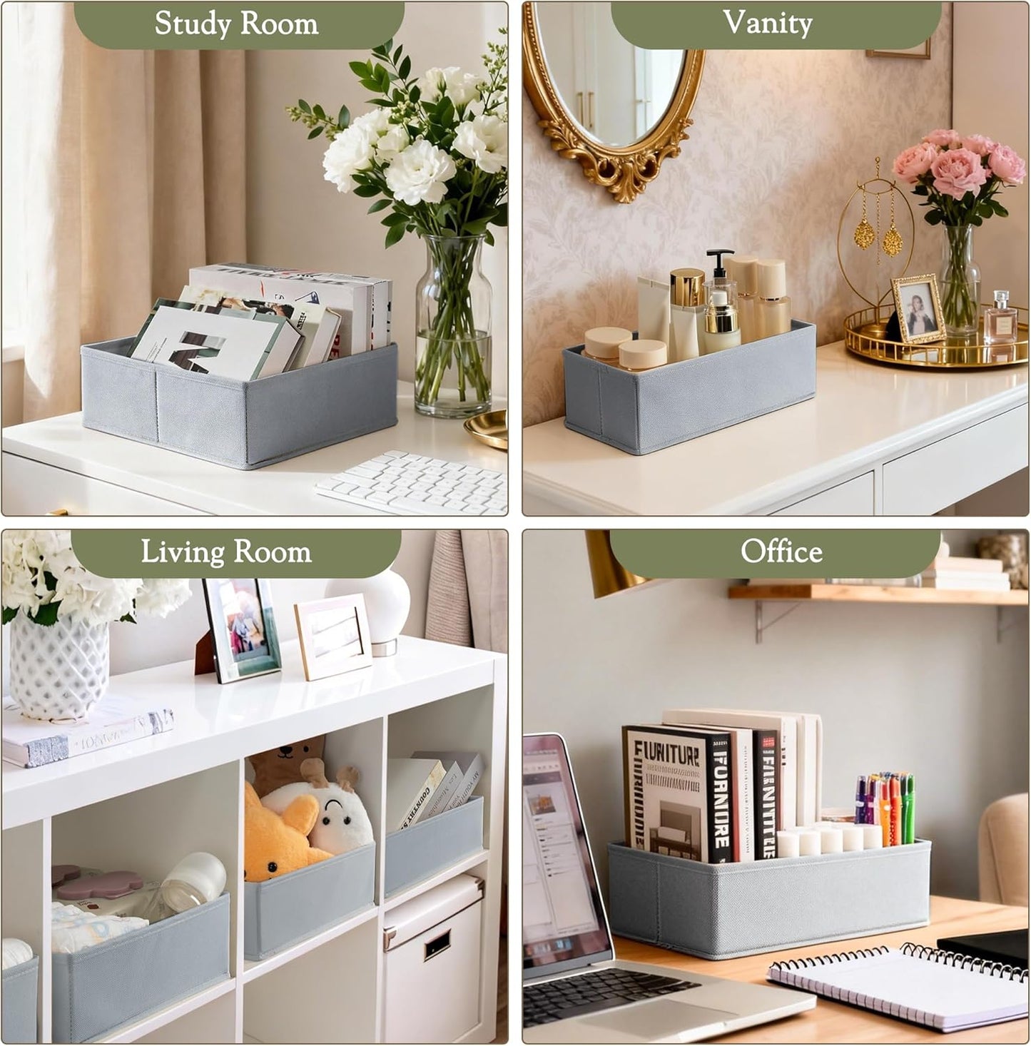 Criusia Drawer Organizer 18-Piece Set, Dresser Organizer for Baby Clothes, Foldable Closet Storage & Drawer Dividers for Underwear, Socks, Nursery (Beige)