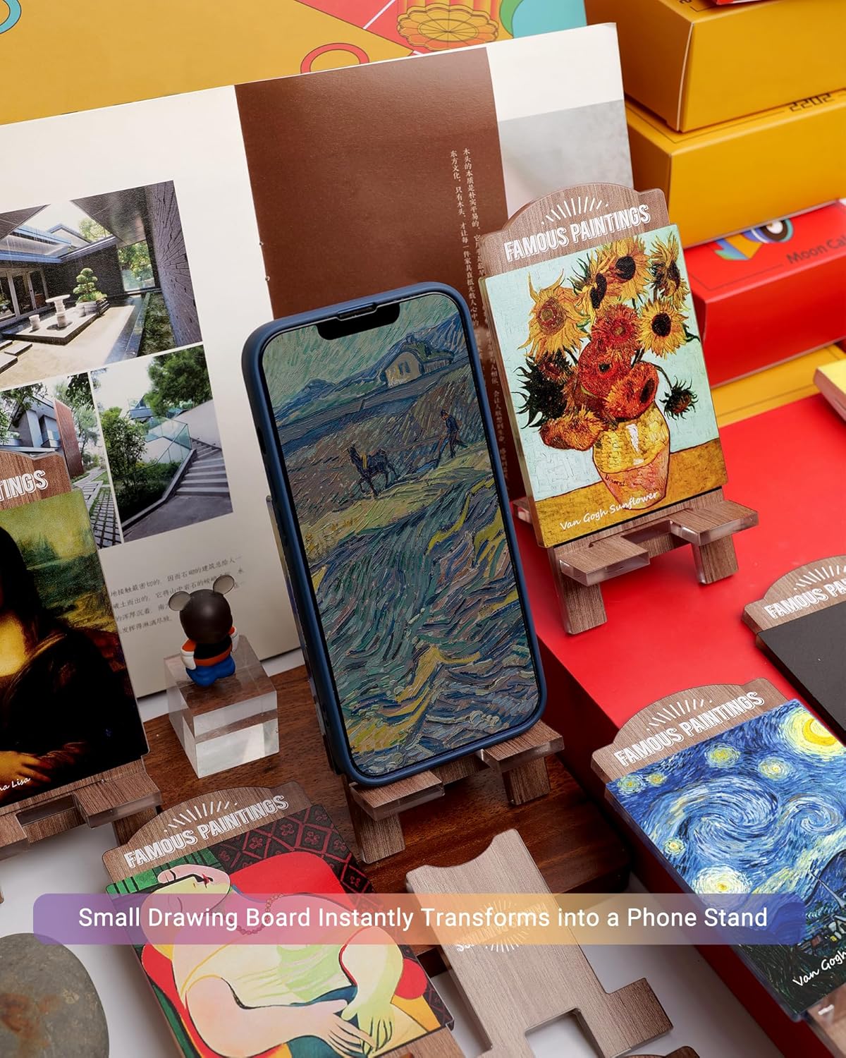 Aesthetic Acrylic Phone Stand – Artistic Desk Holder for Phones, Tablets & E-Readers | Sturdy, Lightweight & Decorative Gift (Water Lilies - Monet)