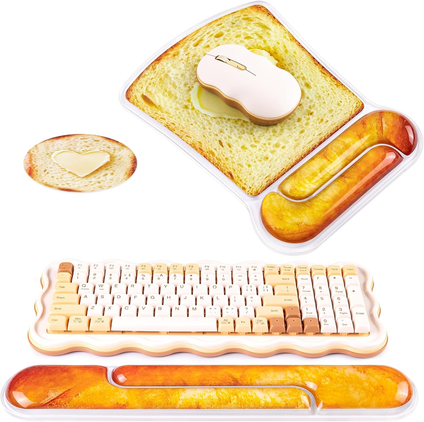 Ospelelf Mouse Pad with Wrist Rest and Ergonomic Gel Keyboard Hand Wrist, Support for Typing Gaming, Relieve Wrist Pain, Cool & Easy to Clean, for Office, Programmer, Home Computer Use, Pink
