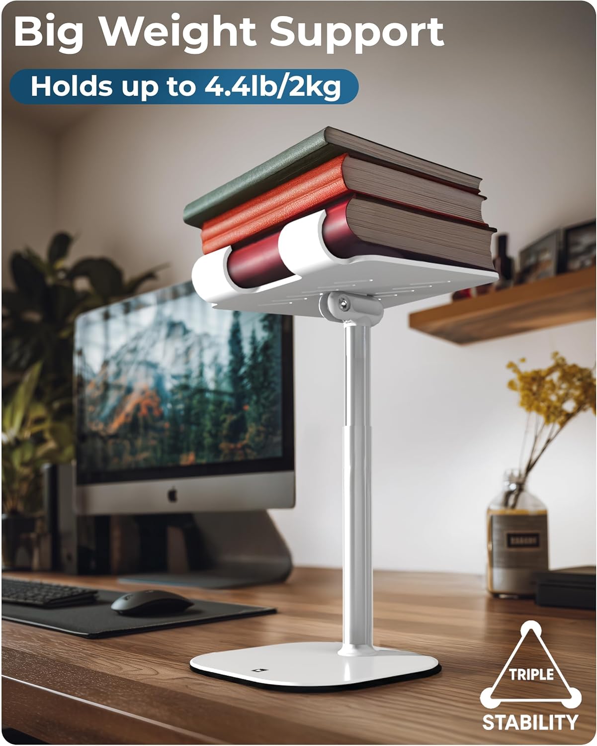 COOPER TabHolder, 7-10" Height Adjustable Tablet Stand, Premium iPad Stand for Desk, 270° Tilt iPad Holder for Desk, Tablet Holder, 15.6-17" Portable Monitor Support (Black)