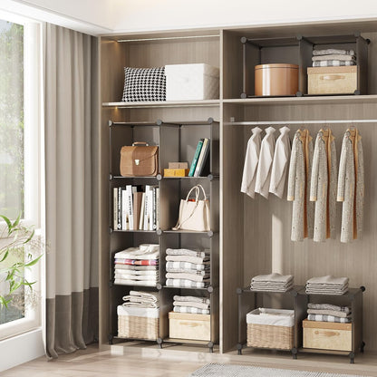 AWTATOS Cube Storage Organizer, Storage Cubes Shelves Bookshelf, 6 Cube Closet Organizers and Storage, DIY Stackable Plastic Clothes Organizer Shelving for Bedroom, Home, White